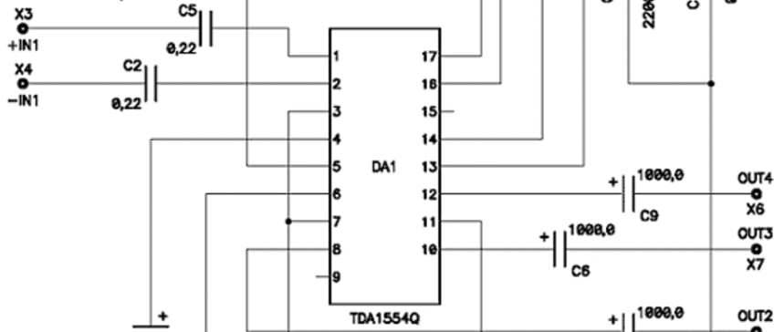 Двухканальный мостовой усилитель TDA1554Q